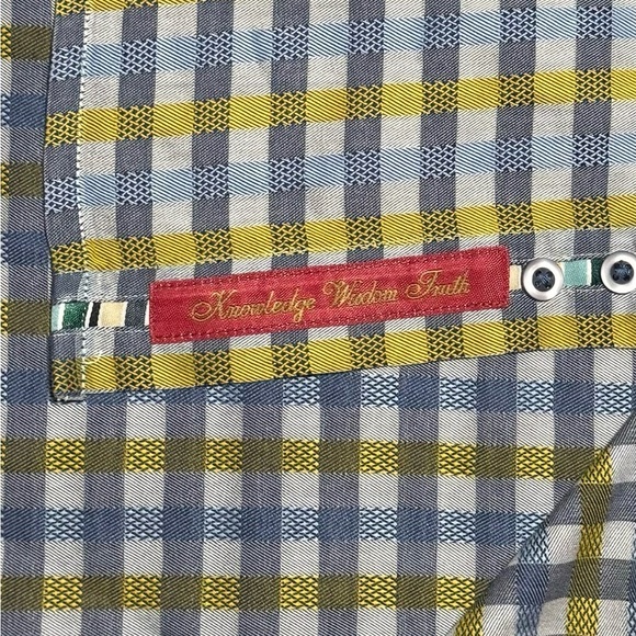 Robert Graham Shirt Flip Cuff Multicolor Plaid Floral Men’s Medium Business - Picture 6 of 11